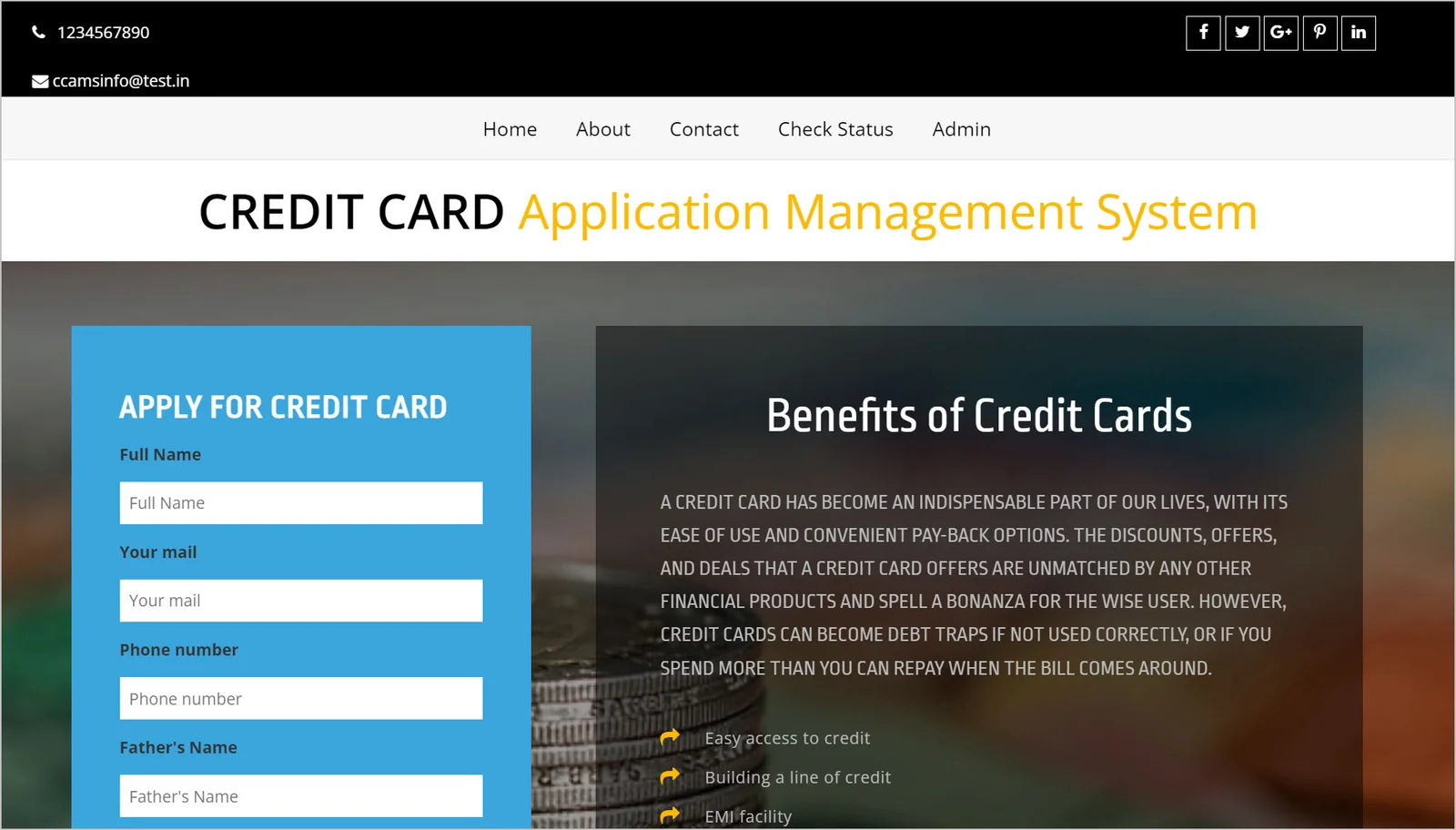 Credit Card Application Website