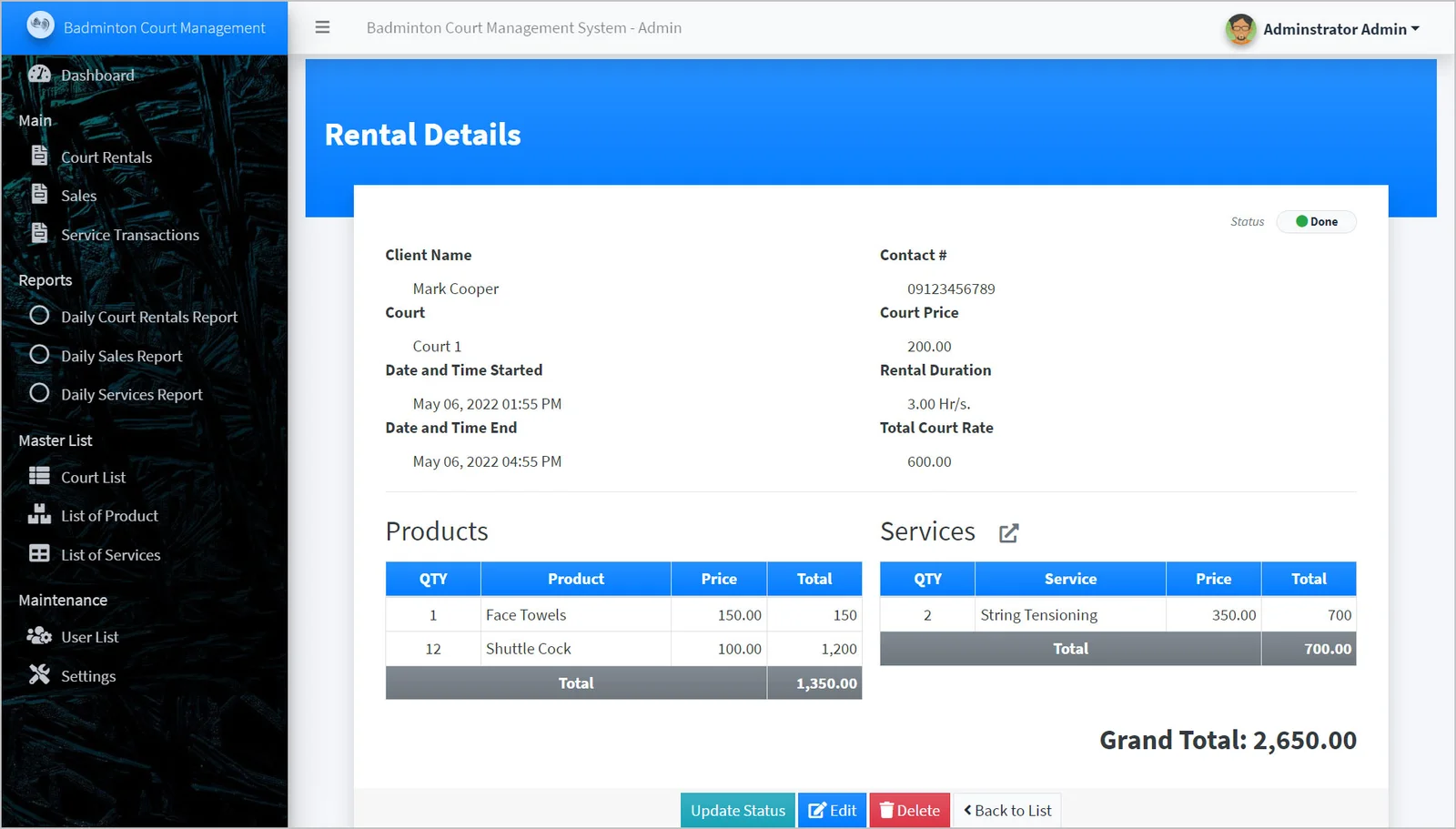 Badminton Court Booking Software