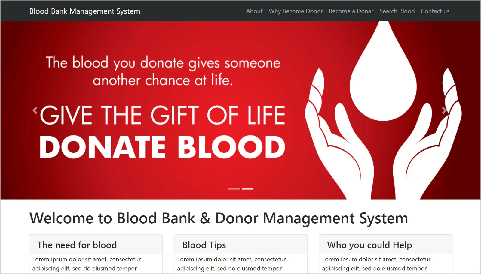 Online Blood Donor Website