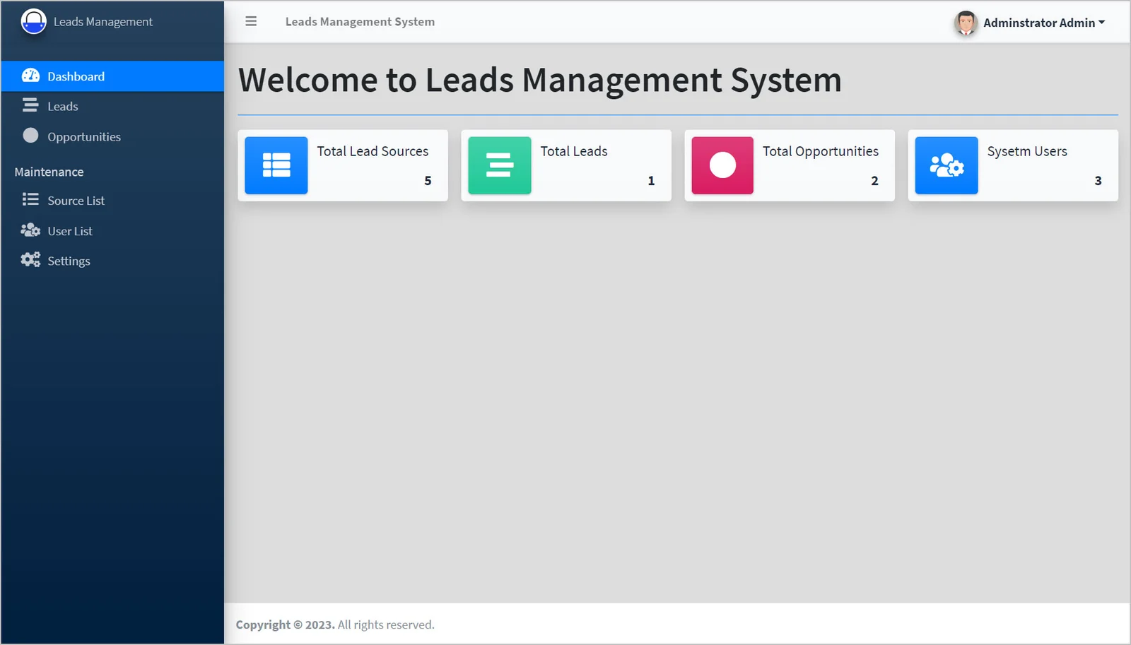 Online Lead Management Website