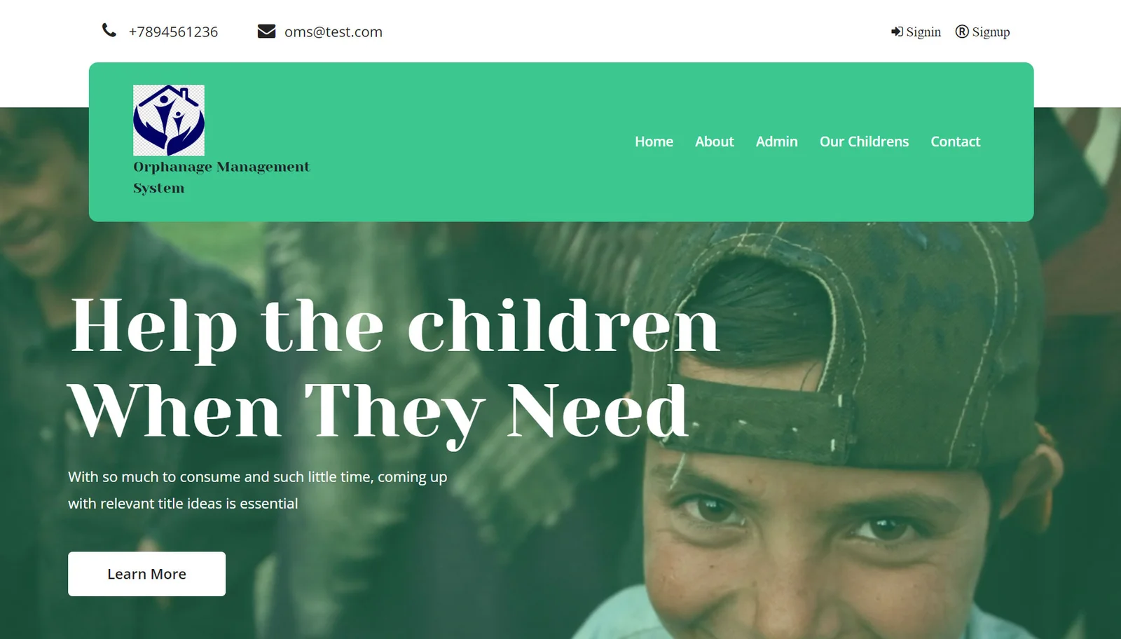 Orphanage Management Website