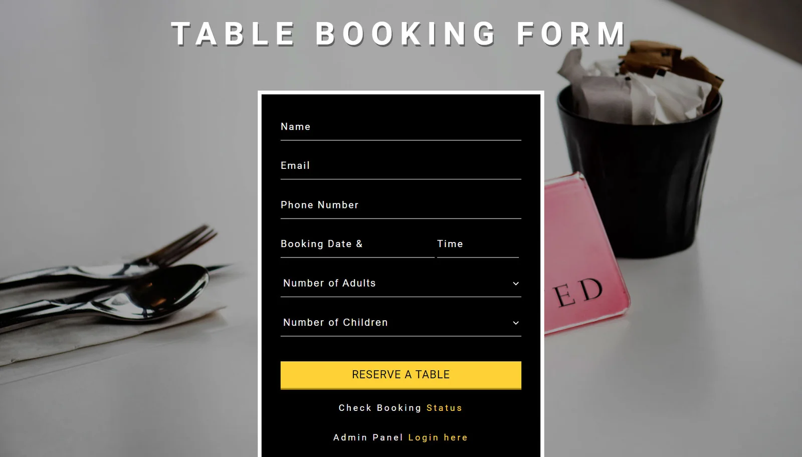 Restaurant Table Booking Website