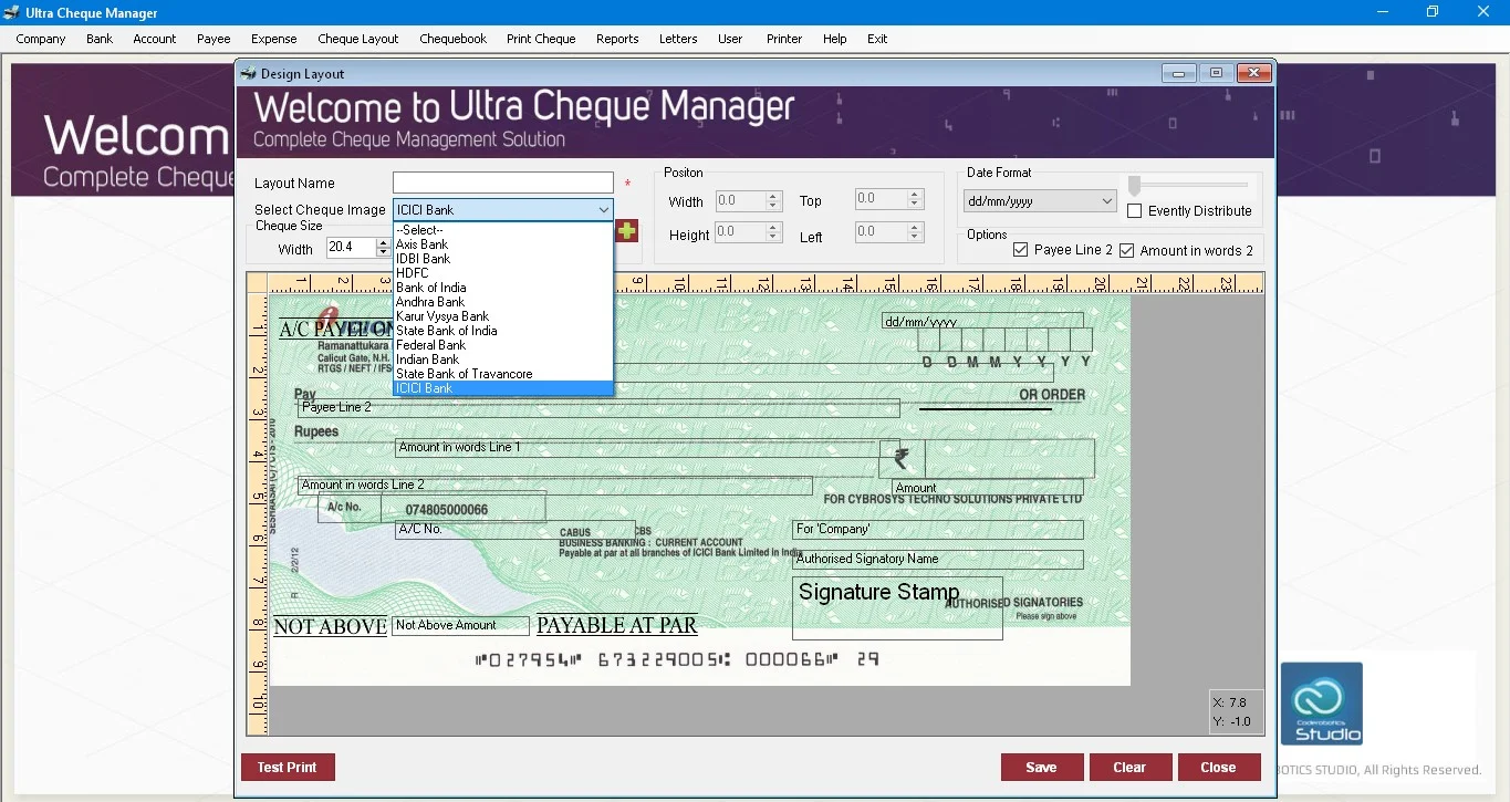 Cheque Printing Software