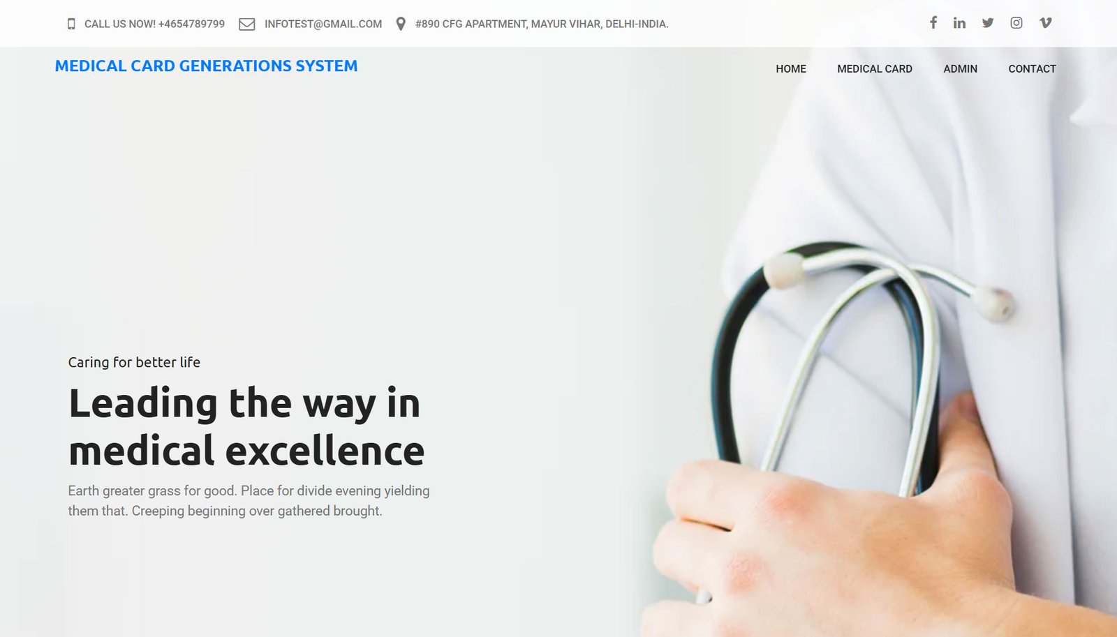 Medical Card Generation Website